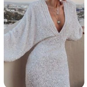 White Retrofete Aubrielle Sequin Dress, Exclusive Color